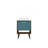 Manhattan Comfort 239BMC93 Liberty 23.62 Bathroom Vanity with Sink and 2 Shelves in Rustic Brown and Aqua Blue